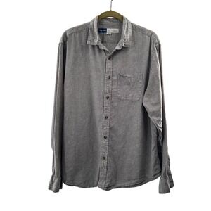 Old Navy XL Gray Everyday Shirt Regular Fit Linen Blend Long Sleeve Greystone